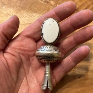 White buffalo sterling silver Native American squash blossom pendant (only)